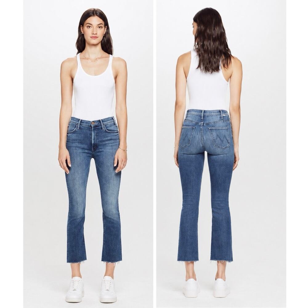 Mother NWT Hustler Ankle Fray 26 Jeans Groovin’ Medium Distressed Flare
